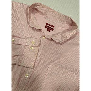 Merona Mens‎ Button Down Red and White Stripe Long Sleeve Size XXL